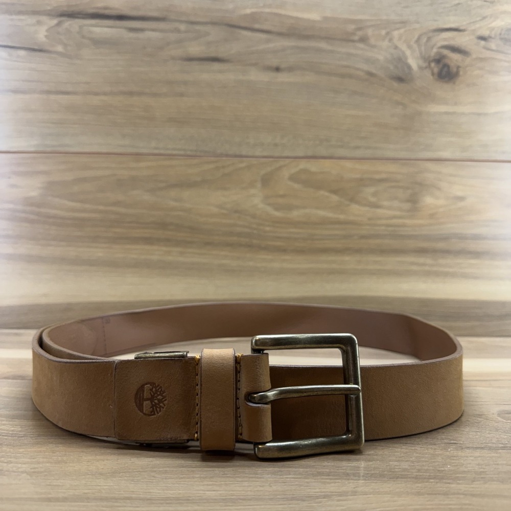 Timberland Mens Belt Size 42 Tan Nubuck Leather Casual Work Everyday